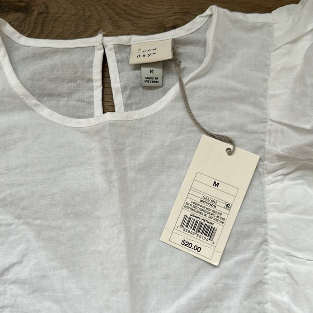 White Ruffle Sleeve Top - Picture 2 of 2